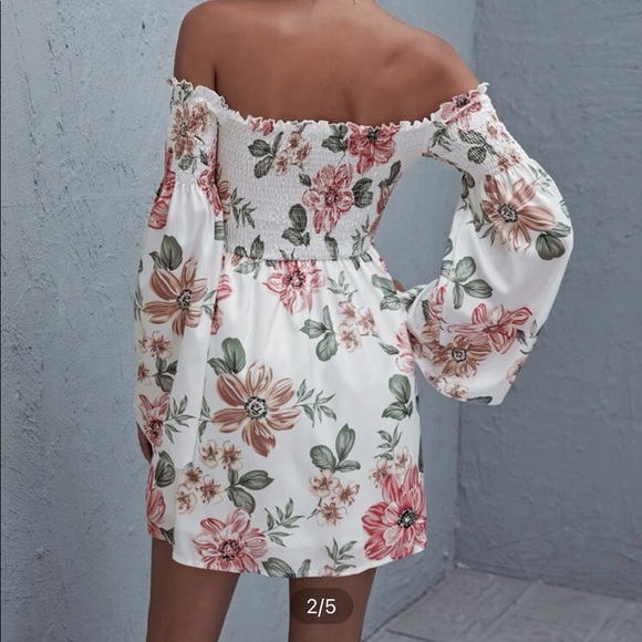 Off the shoulder floral print summer dress - Picture 4 of 4